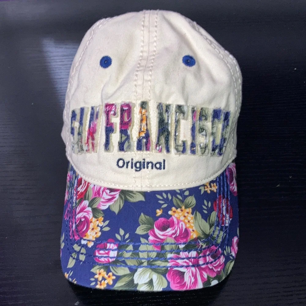 Robin Ruth‎ San Francisco Floral Hat - Cream and Blue